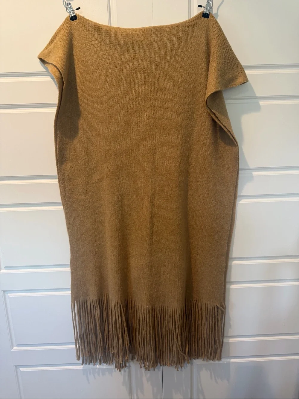 Free People OverSized Chestnut Brown Fringe Blanket Scarf Multi Use Knit